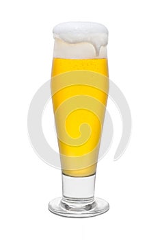 Classic Pilsner Beer with Foam Head and Drip Running Over Rim 1