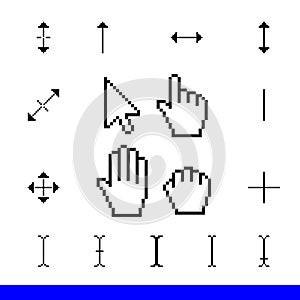 17 Classic pixel corsor icon set.