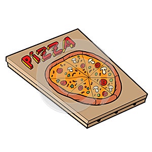 Classic pizza, great design. Vector icon. Vector illustration. Top view