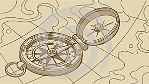 Classic Pocket Compass: Exploration and Direction Tool Vector, vector design Generative AI