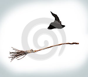 Witch flying broom photo