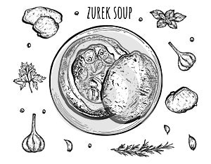 Classic polish zurek soup still life