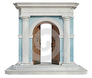 Classic portal with open door