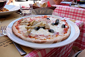 A classic quattro stagioni pizza