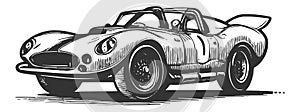 Classic Race Car engraving vector illustration