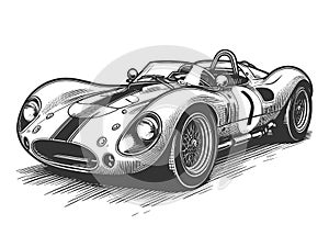 Classic Race Car engraving vector illustration