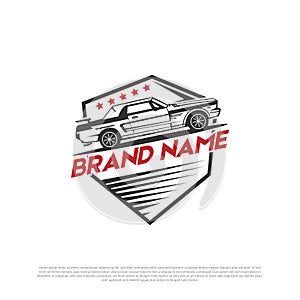 Classic racing car logo design inspiration, modification car logo vector