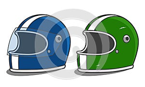 Classic Racing Helmet. Green Blue Helmet. Bike Helmet photo