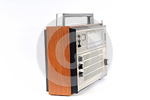 Classic radio receiver on white background