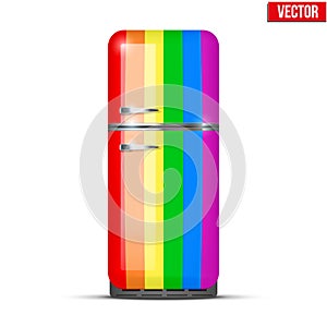 Classic rainbow Fridge refrigerator. Vector