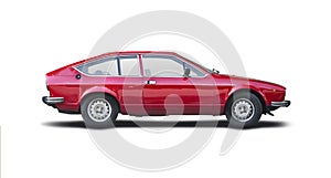 Classic red Alfa Romeo GTV isolated on white