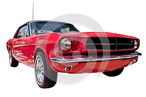 Classic red American muscle car isolated on white photo