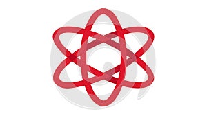 Classic Red Atom Model Symbol, vector design Generative AI