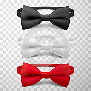 Classic red  black  white bow ties for formal occasion. Traditional elegant male neckties
