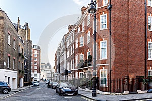Classic red brick building in Mayfair