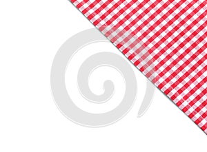 Classic red checkered tablecloth isolated on white