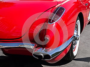 Classic red Corvette details