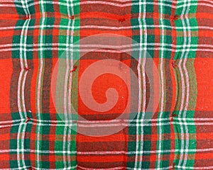 Classic red green tartan fabric closeup