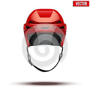 Classic red Ice Hockey Helmet with glass visor