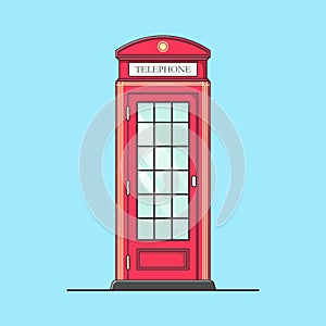 Classic Red Payphone Vector Illustration. Telephone Booth Design. Vintage. Flat Cartoon Style Suitable for Icon, Web Landing Page