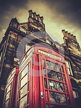 Classic Red Phonebox In Edinburgh