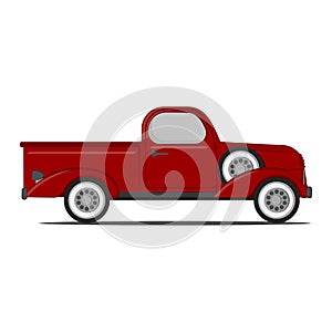 Classic red Retro pickup truck