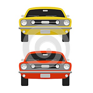 Classic red  sport car, vector illustration,front side