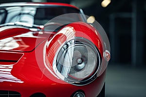 Classic red sports car detail