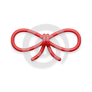 Classic red tied knot festive decor Christmas tree hanging or interior design 3d template vector