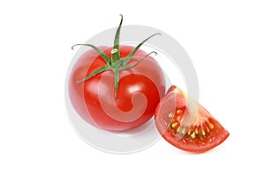 Classic red tomato with cut pieces