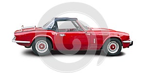 Classic red Triumph Spitfire isolated on white