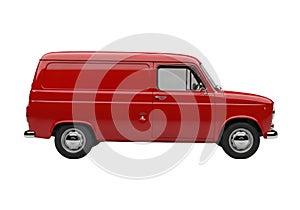 Classic red van vehicle isolated on transparent background