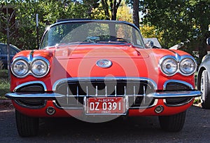 Classic Restored Red And White Corvette Convertible