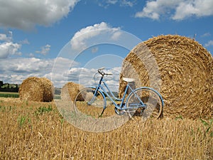 Classic and retro bike with hay bales