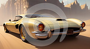 Classic retro car, old style vintage design. Generative Ai