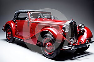 Classic retro car, red old style vintage design