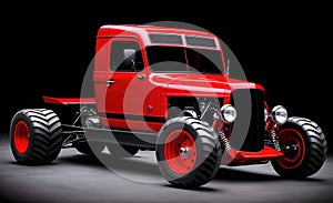 Classic retro car, red old style vintage design. Generative Ai