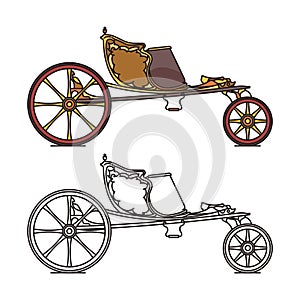 Classic retro carriage or vintage open chariot