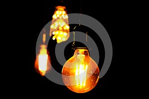 Classic retro incandescent led electric lamp on black background