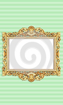 Classic Retro Old Gold Photo or Painting Frame in White Isolated Background 46