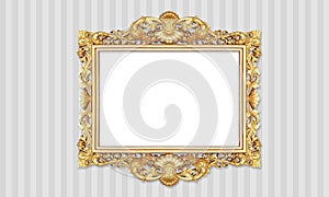 Classic Retro Old Gold Photo or Painting Frame in White Isolated Background 53