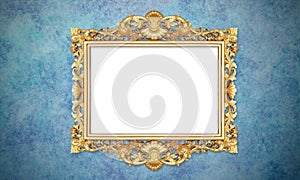 Classic Retro Old Gold Photo or Painting Frame in White Isolated Background 06