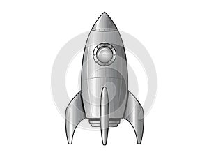 Retro Silver Rocket Ship Illustration