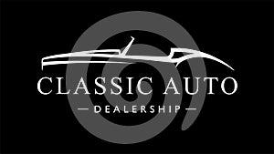 Classic retro style sports car auto logo silhouette