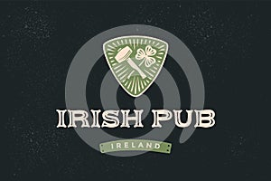 Classic retro styled label for Irish Pub