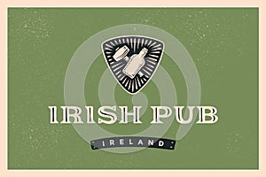 Classic retro styled label for Irish Pub