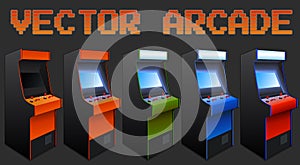 Classic Retro Vector Game Room Arcade Cabinets