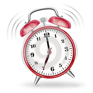 Classic Ringing Alarm Clock Icon with Red Surface photo