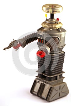 Classic robot tin toy in gray