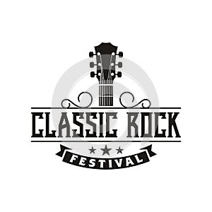 Classic Rock Country Guitar Music Vintage Retro logo template